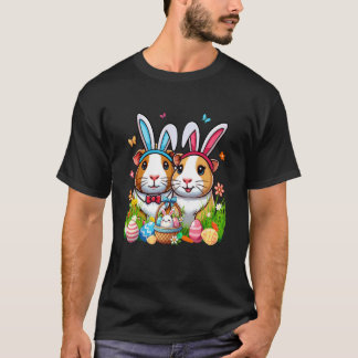 Camiseta Par de Porquinhos-da-Índia Coelho de Páscoa Ovos d