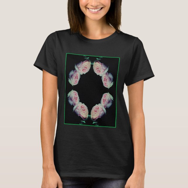 Camiseta Par de Rosas Rosa Abstrato (Frente)