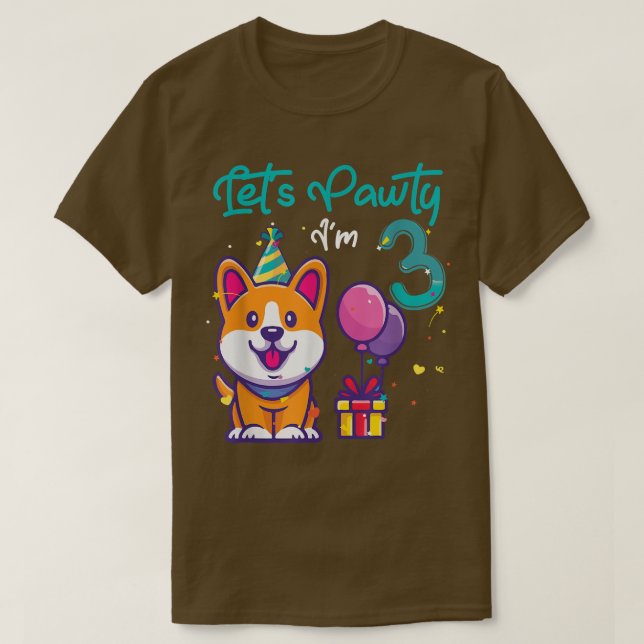 Camiseta Par De Vamos Do Cão De Óculos De 3 Anos De Idade (Frente do Design)