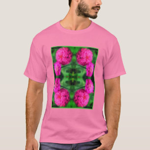 Camiseta Par do Flor Zinnia Rosa Fechar Abstrato