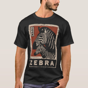 Camiseta Par Zebra com faixas retroativas e Sol vermelho