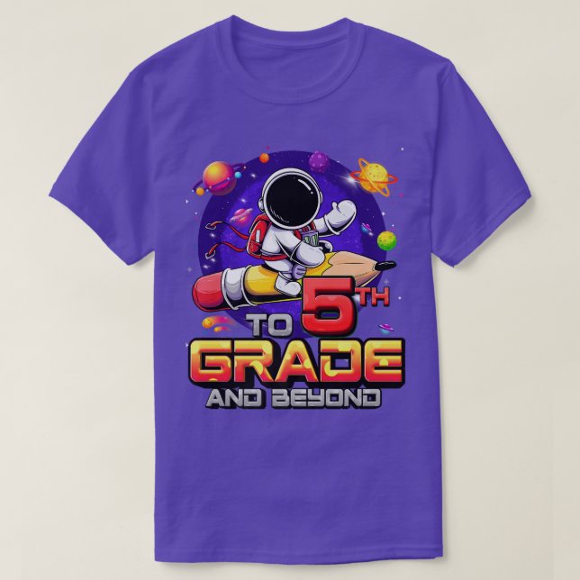 Camiseta Para 5 E Além Do Astronauta De Volta À Escola 5 (Frente do Design)
