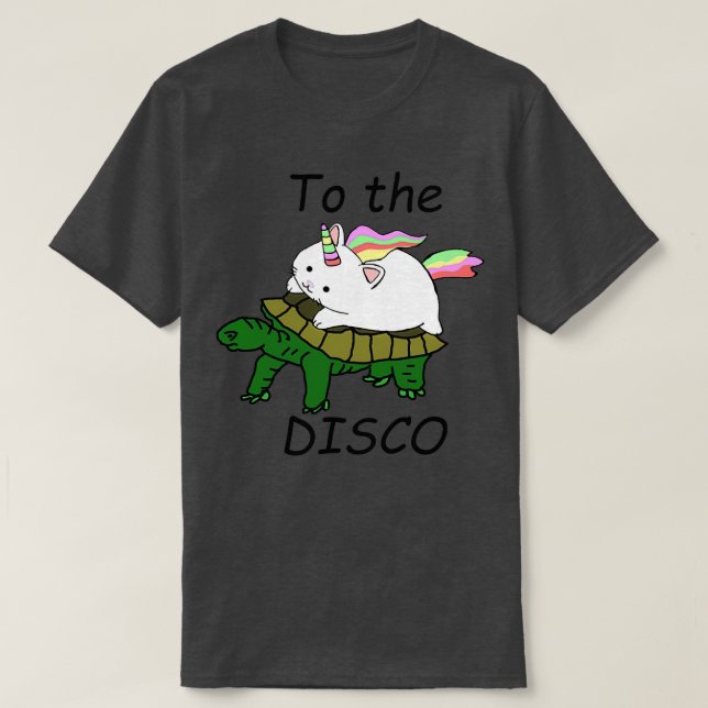Camiseta Para a discoteca Caticorn anda tartaruga (Frente do Design)