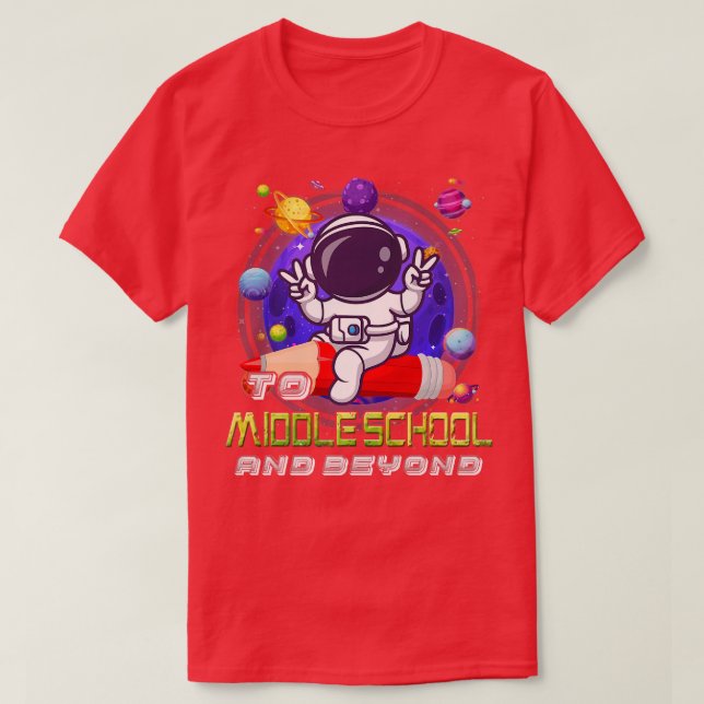Camiseta Para A Escola Do Meio E Além Do Astronauta De Volt (Frente do Design)