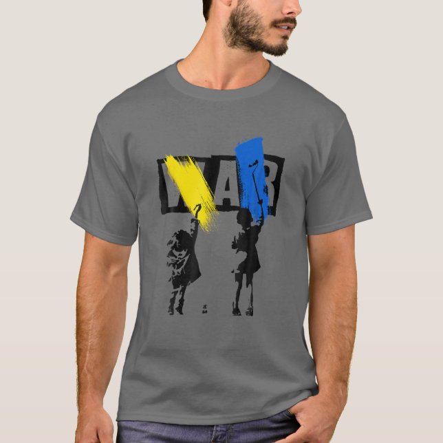 Camiseta Pára A Guerra, A Ucrânia, Salve A Ucrânia. (Frente)