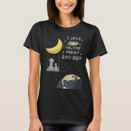 Camiseta Para a Lua e o Cão e Gato Traseiros