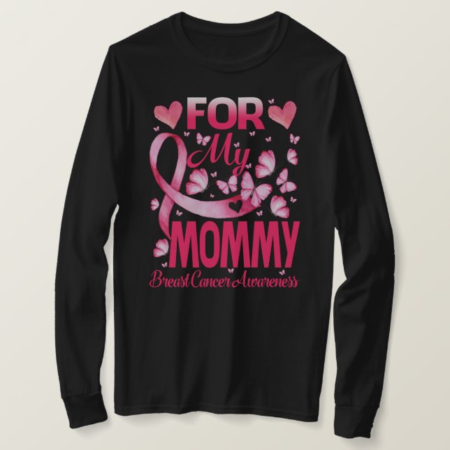 Camiseta Para a minha MAMÃE, Fita de Fita, Cancer de Mama S (Frente do Design)