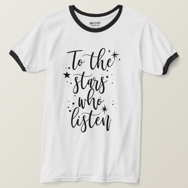 Camiseta Para as Estrelas que Escutam (Frente do Design)