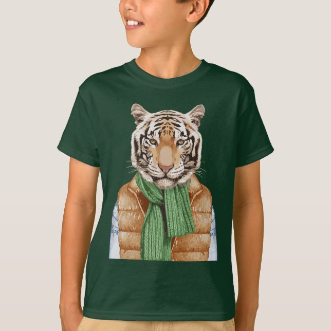 Camiseta Para baixo tigre da veste (Frente)