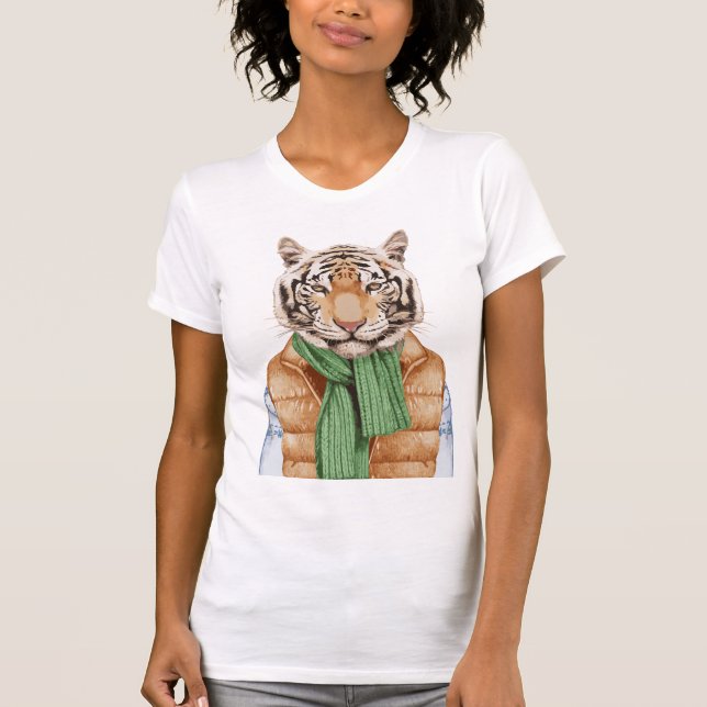 Camiseta Para baixo tigre da veste (Frente)