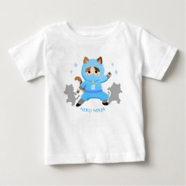 Camiseta Para Bebê 可愛い猫忍者 日本 ブルー ベビー Cat Ninja from Japan Blue Baby 