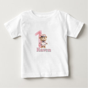 Camiseta Para Bebê 1º Aniversário Urso Marinheiro!