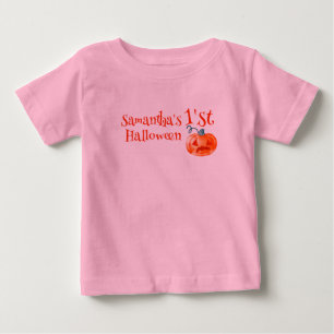Camiseta Para Bebê 1º Halloween Abóbora fofa