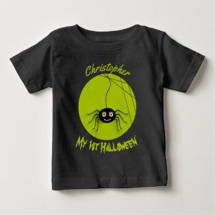Camiseta Para Bebê 1º Halloween Assustador Aranha Personalizado