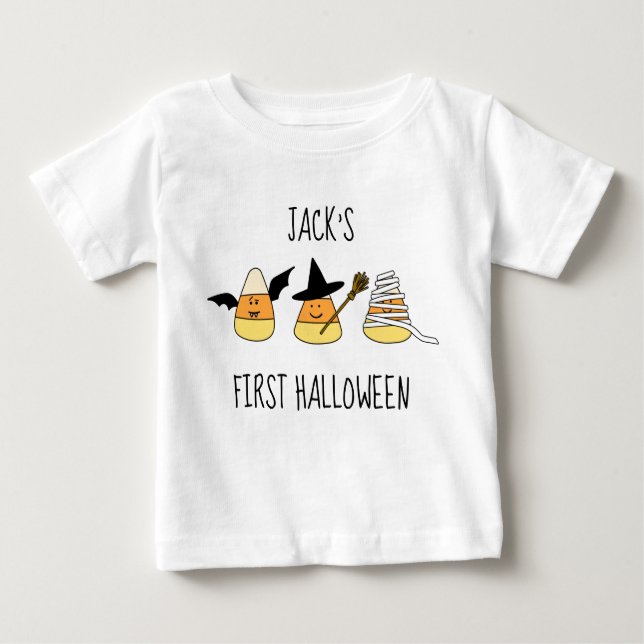 Camiseta Para Bebê 1º Halloween de milho doce personalizado (Frente)