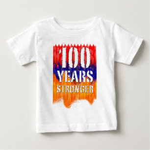 Camiseta Para Bebê 100 anos de t-shirt infantil arménio mais forte