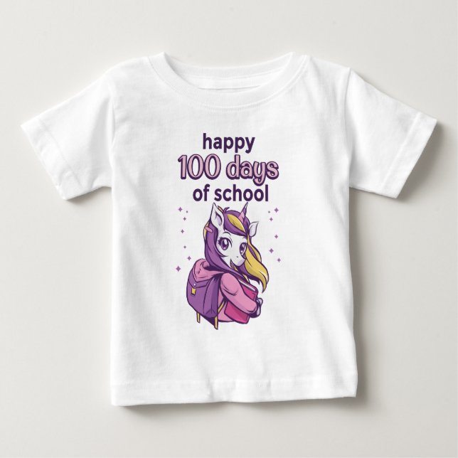 Camiseta Para Bebê 100 dias de escola (Frente)