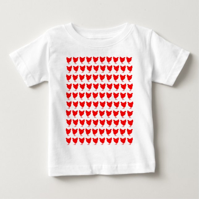 Camiseta Para Bebê 100 Galinhas - Vermelho (Frente)