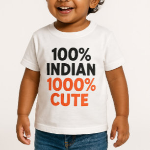 Camiseta Para Bebê 100% Indiano 1000% Cuta - Engraçado Desi