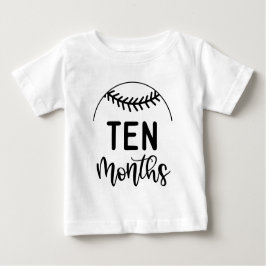 Camiseta Para Bebê 10 Meses de Beisebol - Etapa do Bebê -