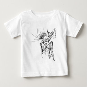 Camiseta Para Bebê 120 Arte de Tatuagem Tribal Abstrata Preto e Branc