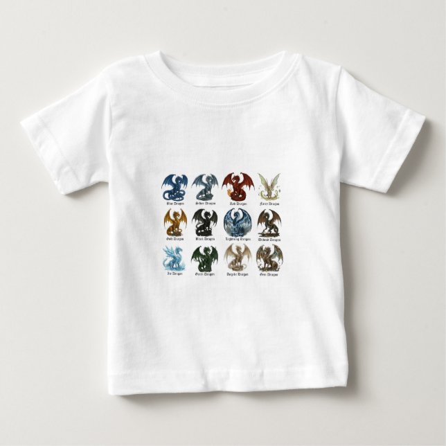 Camiseta Para Bebê 12 Dragons - dnd inspired  (Frente)