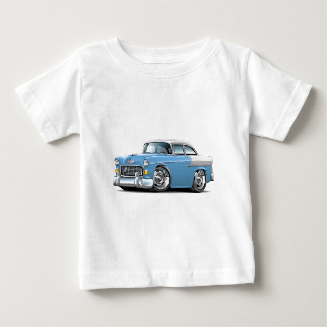 Camiseta Para Bebê 1955 Chevy Belair Lt Blue-White Car (Frente)