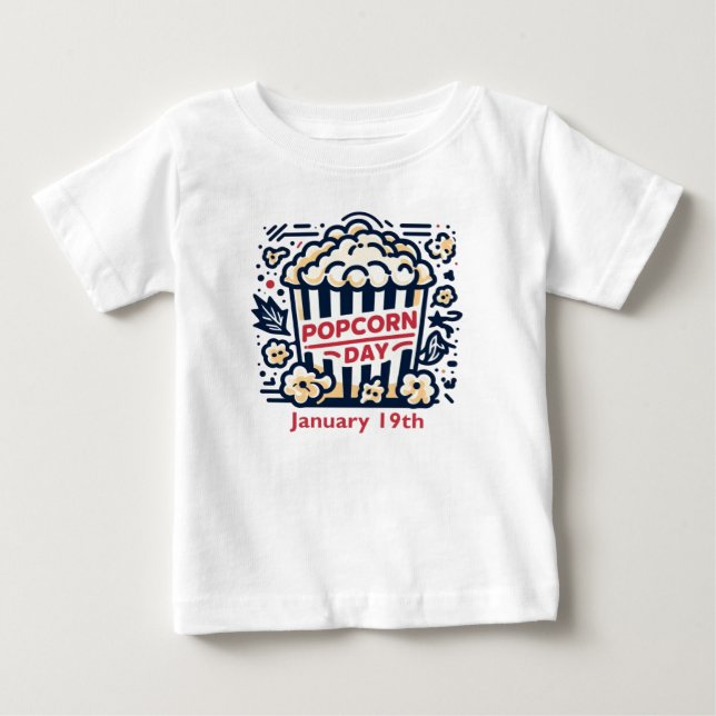 Camiseta Para Bebê 19 de janeiro - Dia da pipoca (Frente)