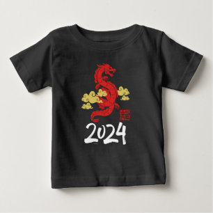 Camiseta Para Bebê 2024 Ano do Dragão Feliz Ano Novo