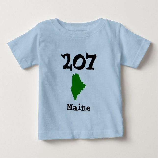 Camiseta Para Bebê 207, Area Code of Maine (Cabo Elizabeth, Bangor) (Frente)