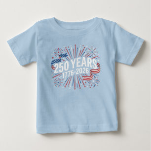 Camiseta Para Bebê 250 Anos EUA 4 de Julho