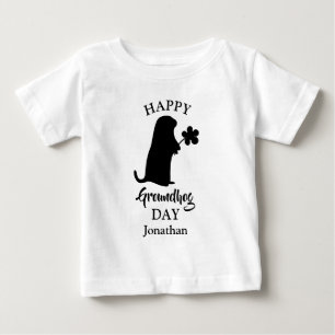 Camiseta Para Bebê 2 de Fevereiro Feliz Dia da Marmota Nome Persona