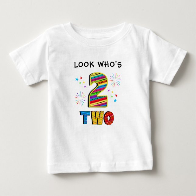 Camiseta Para Bebê 2 Dois Segundo Grande Aniversário Diversão Fogos d (Frente)