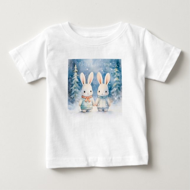 Camiseta Para Bebê 2 lapins de Noël (Frente)
