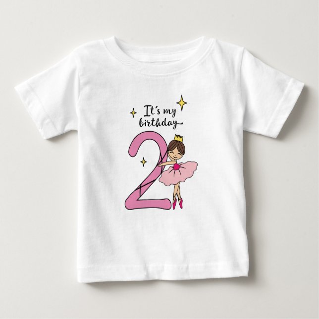 Camiseta Para Bebê 2nd birthday ballerina (Frente)