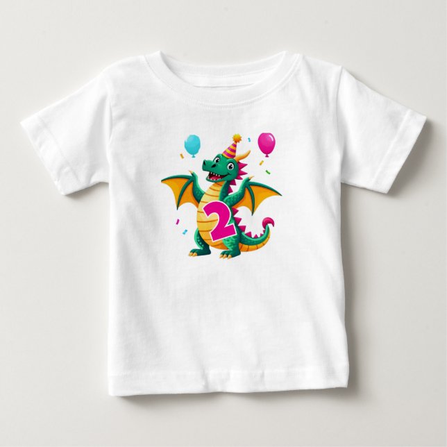 Camiseta Para Bebê 2nd Birthday Dragon T-Shirt (Frente)