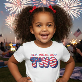 Camiseta Para Bebê 2nd Birthday Party Patriotic USA Flag July 4th