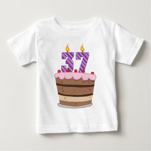 Camiseta Para Bebê 37 anos de idade no Bolo de Aniversário