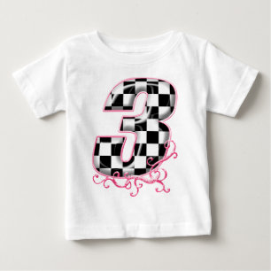 Camiseta Para Bebê 3 número de sinalizador verificado rosa