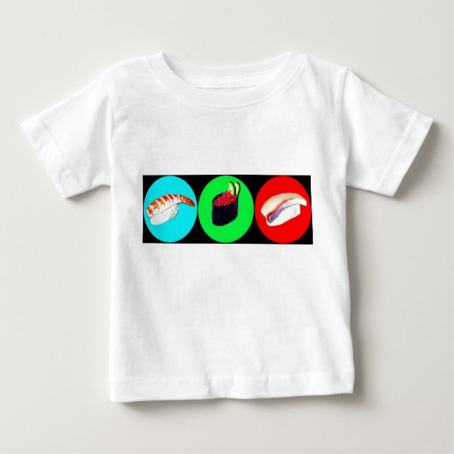 Camiseta Para Bebê 3 pouco Sushies (Frente)