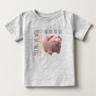 Camiseta Para Bebê 3D Porco Chinês Engraçado Ano Novo 2019 Baby Tee