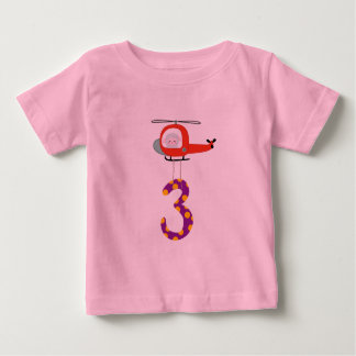 Camiseta Para Bebê 3rd Birthday Shirt, Helicopter, Sheep Fire Fighter