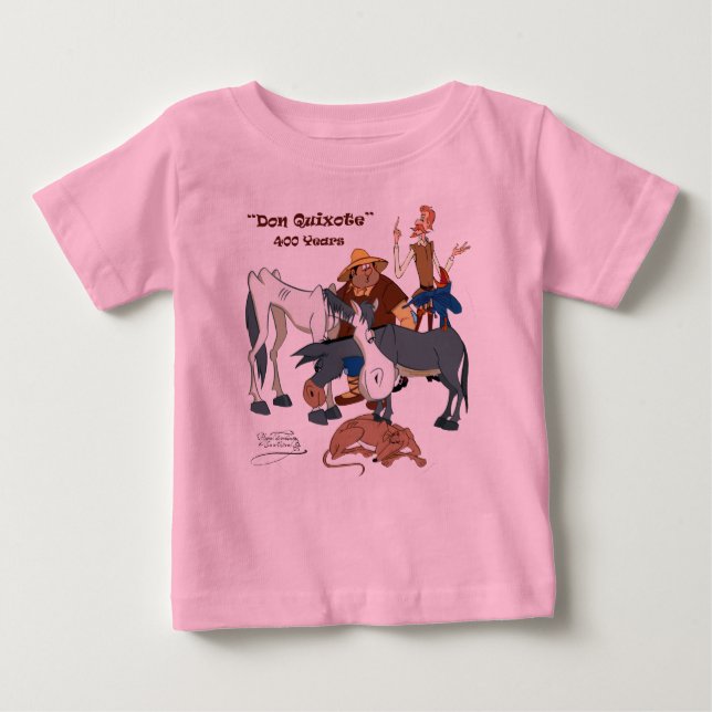 Camiseta Para Bebê 400 anos de @QUIXOTEdotTV de Don Quixote (Frente)