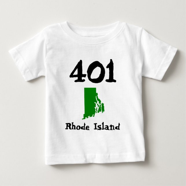 Camiseta Para Bebê 401, Código de Área da Ilha Rhode (Frente)