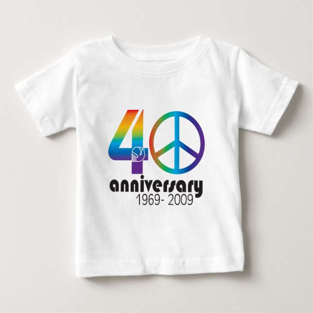 Camiseta Para Bebê 40.o Aniversário 1969-2009 (Frente)