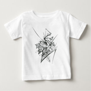 Camiseta Para Bebê 48 Preto Branco Arte Tribal de Tatuagem Abstrata