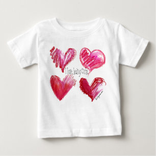 Camiseta Para Bebê 4 Amor Corações Bebê Bonito Longa Folga T Dois Lad