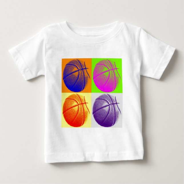 Camiseta Para Bebê 4 Cores de basquete de Pop (Frente)