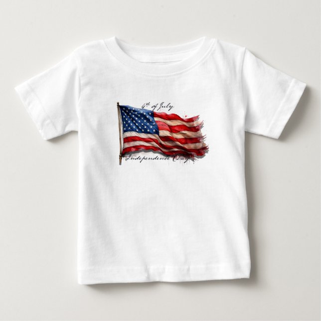 Camiseta Para Bebê 4 de julho - Celebrar com a bandeira dos EUA (Frente)