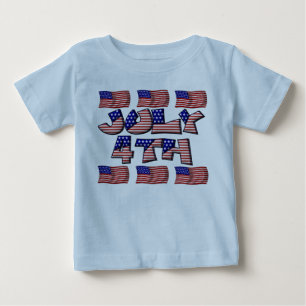 Camiseta Para Bebê 4 de julho de Flag
